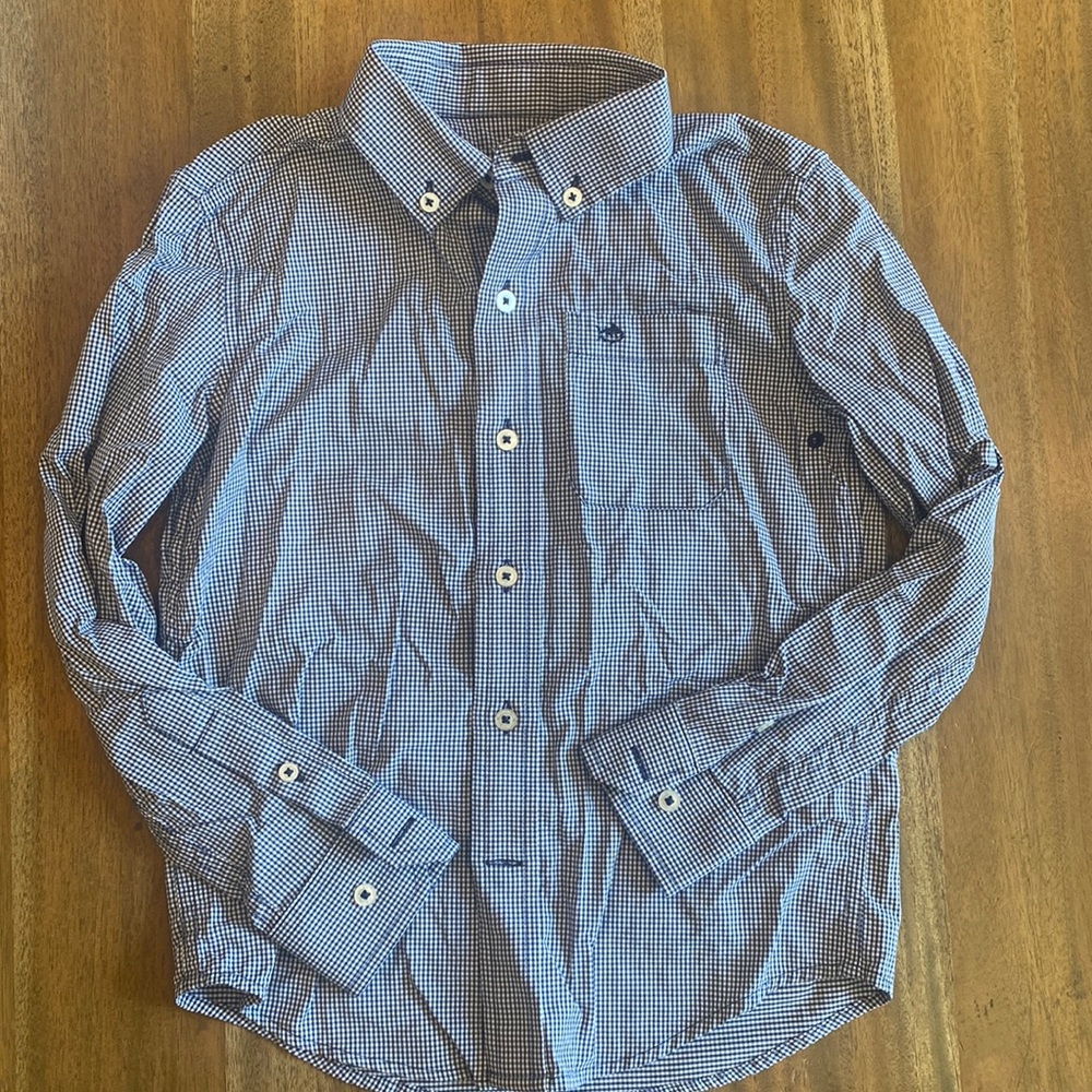 Southern tide navy and white gingham boys button down